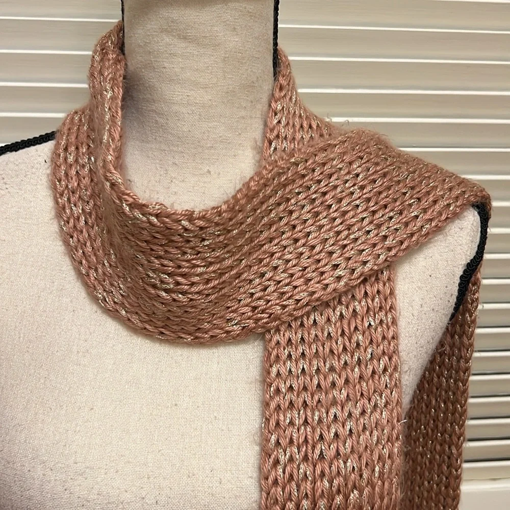 Rose Gold Scarf with Fringe, GUC